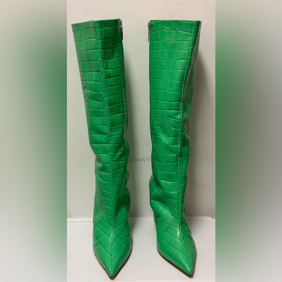 SCHUTZ Shoes - SCHUTZ ASYA UP COUROS/VERDE WIDE CROCO /GIANNI GRE Vibrant Green Embossed Boots